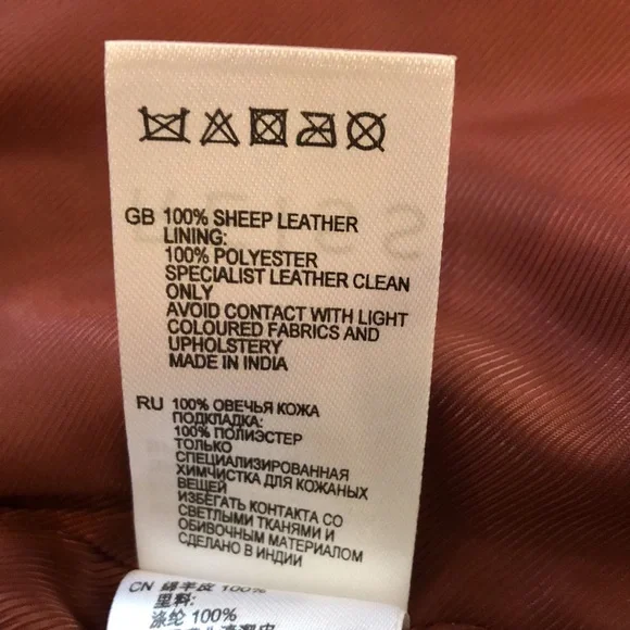 Reiss Cognac Brown Banksy Leather Biker Jacket - Picture 12 of 12